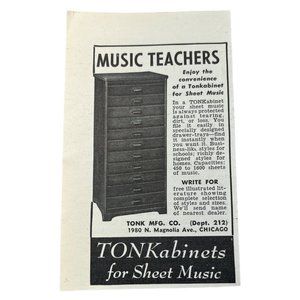 TonKabinets Sheet Music Cabinet Vintage Print Ad 1942 Drawers